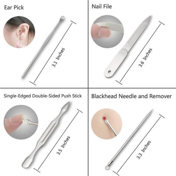 12 Piece Manicure Pedicure Kit Nail Clippers Set Grooming Tools Travel Case - Picture 6 of 7